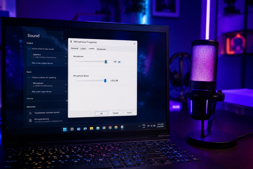 Sửa lỗi micro không nhận Windows 11 10