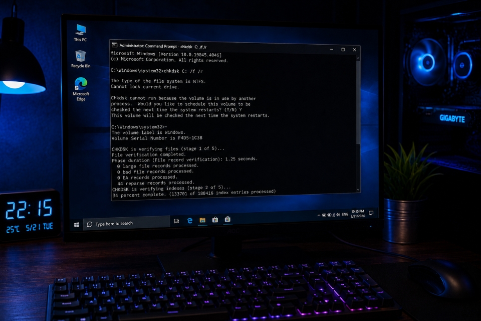 Sửa lỗi The file or directory is corrupted and unreadable Windows 10 8