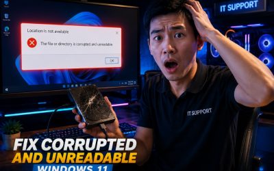 Sửa lỗi The file or directory is corrupted and unreadable Windows 11