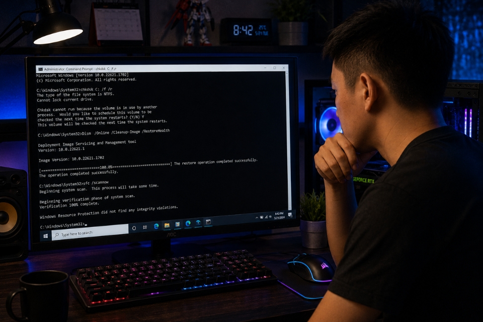 Sửa lỗi The file or directory is corrupted and unreadable Windows 11 8