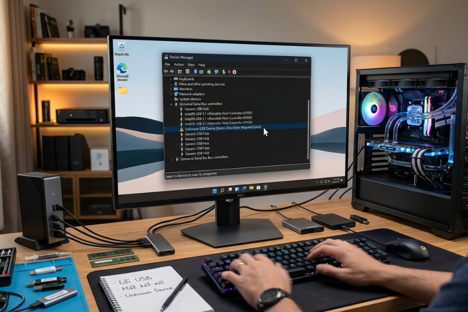 Sửa lỗi Unknown USB device descriptor request failed Windows 11 9