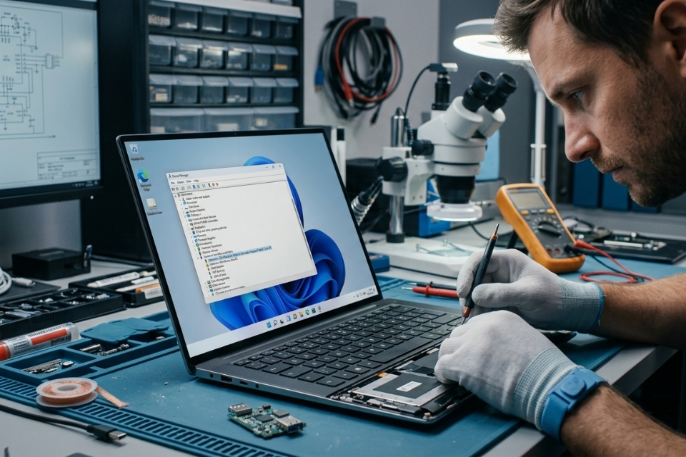 Sửa lỗi Unknown USB device descriptor request failed Windows 11 12