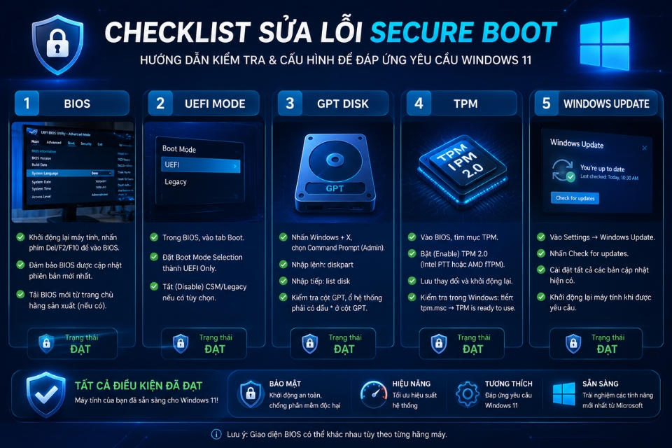 Sửa lỗi Secure Boot is a requirement Windows 10 10