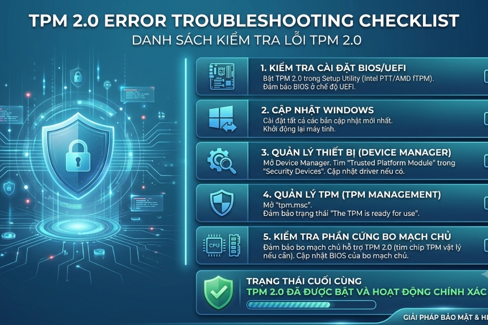 Sửa lỗi TPM 2.0 is a requirement Windows 10 10