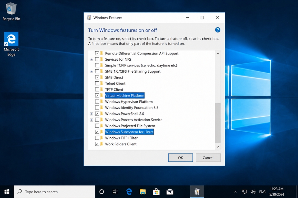 sửa lỗi WSL không chạy được Windows 10 7