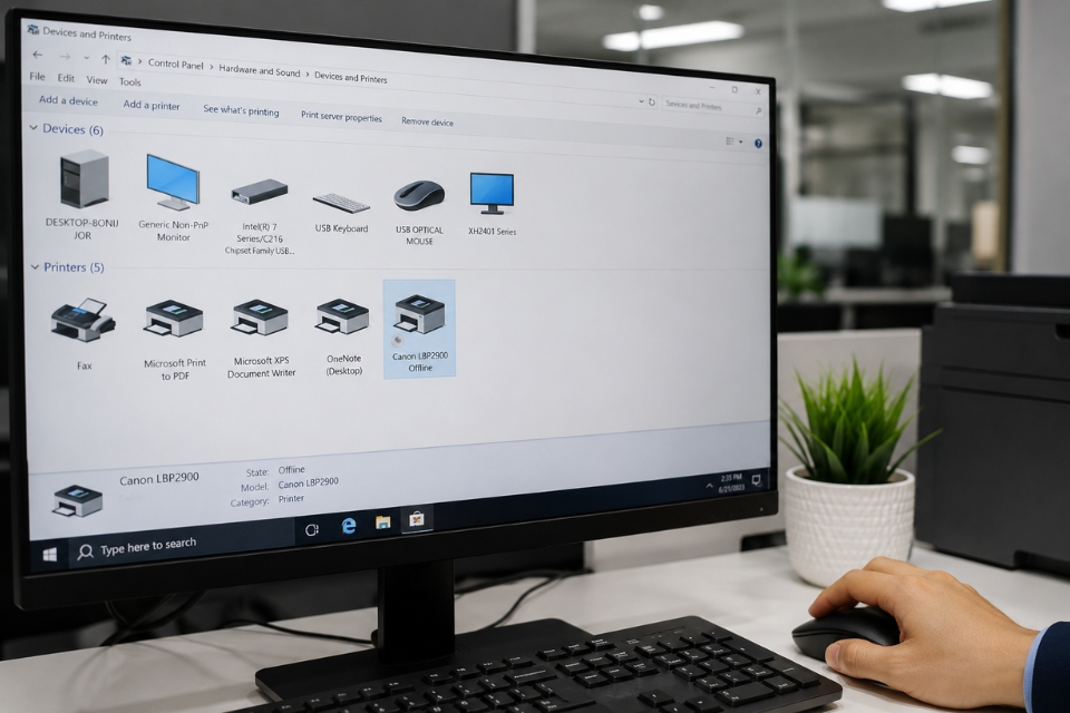 Sửa lỗi may in offline Windows 10 7