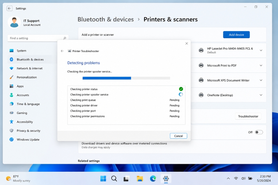 Sửa lỗi may in offline Windows 11 10