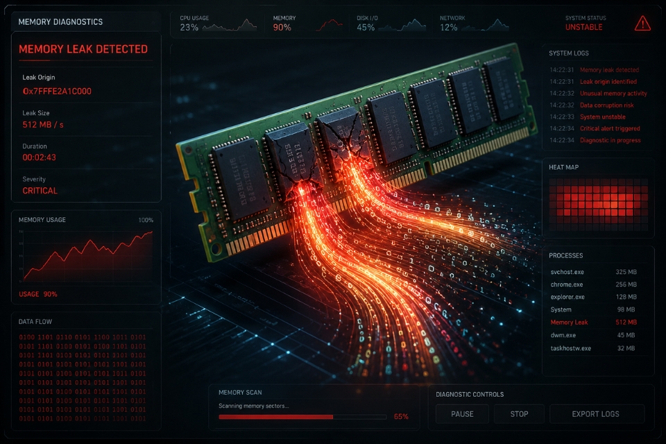 Sửa lỗi memory leak Windows 10 7