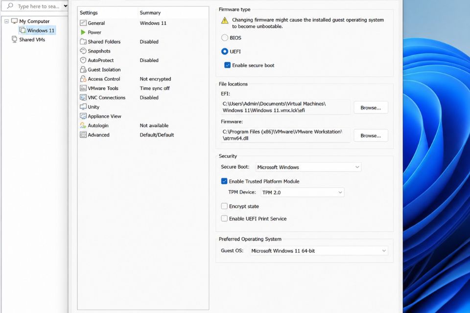 Hướng dẫn cài Windows 11 trên máy ảo VMware 8