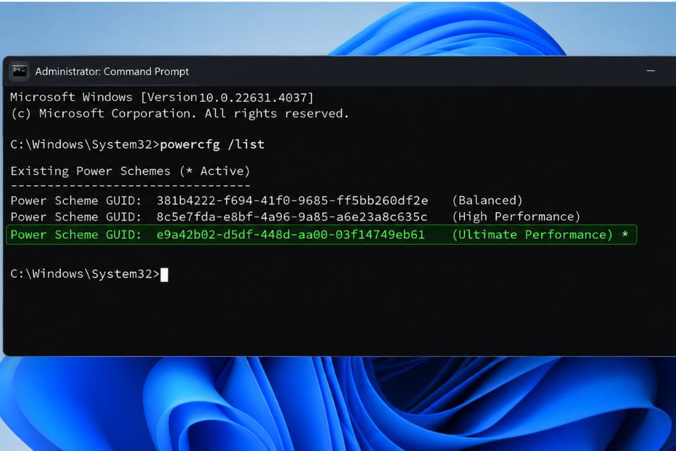 Cách mở Ultimate Performance Windows 11 bằng lệnh CMD nhanh chóng 10