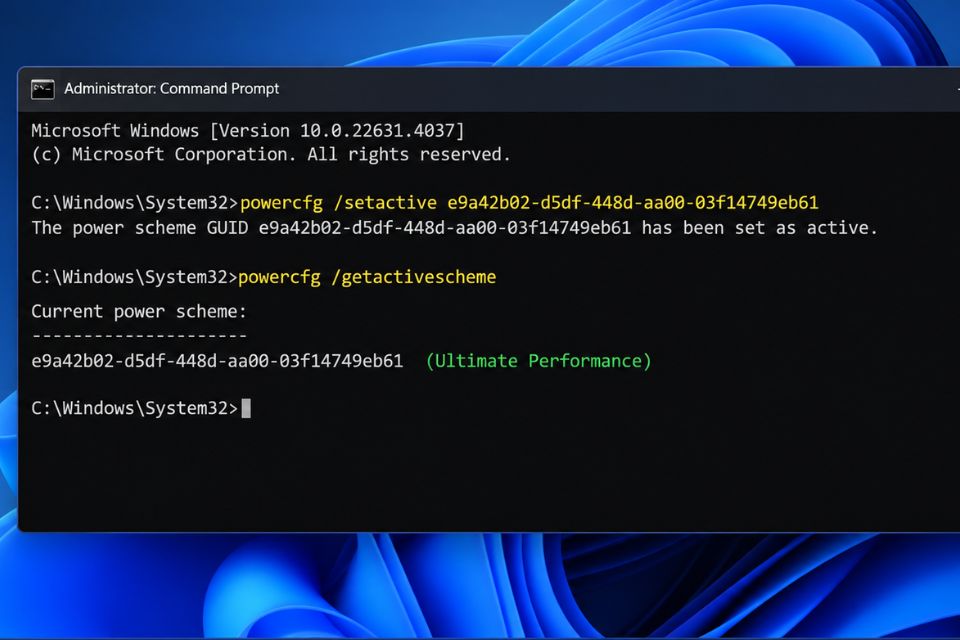 Cách mở Ultimate Performance Windows 11 bằng lệnh CMD nhanh chóng 11