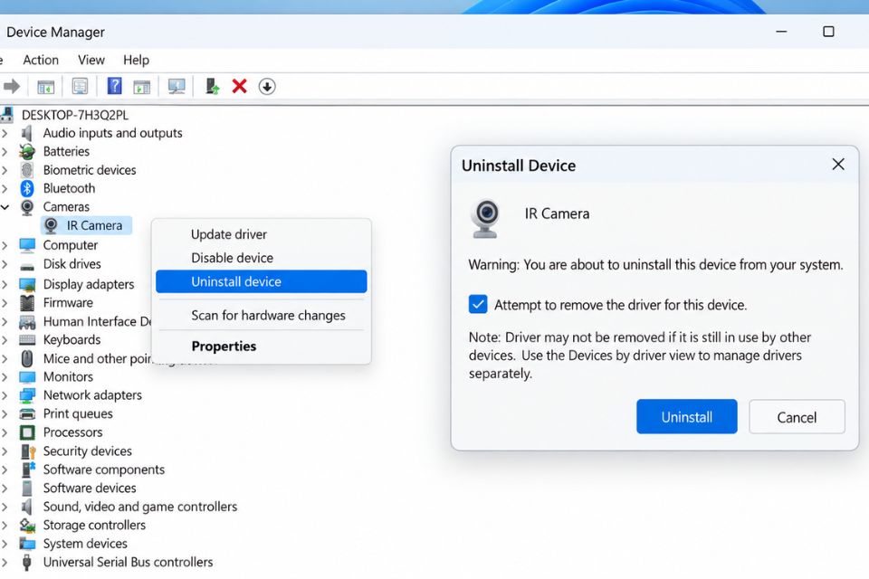 Cách sửa lỗi Windows Hello Face không hoạt động trên Windows 11 8