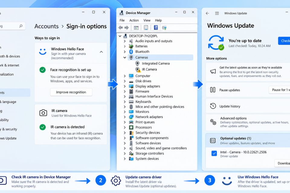 Cách sửa lỗi Windows Hello Face không hoạt động trên Windows 11 10