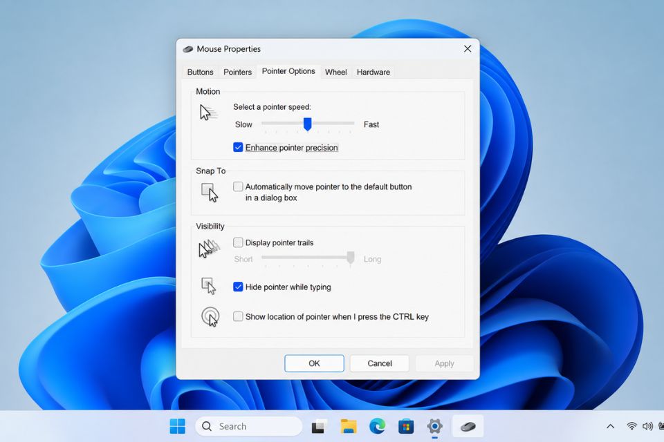 Cách tối ưu hóa chuột chơi game trên Windows 11: Tắt Enhance Pointer Precision 8 Cách tối ưu hóa chuột chơi game trên Windows 11: Tắt Enhance Pointer Precision 8