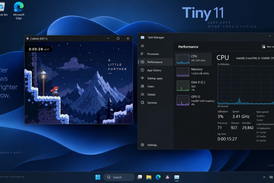 Đánh giá Tiny11 chơi game và làm việc có ổn định không? 4