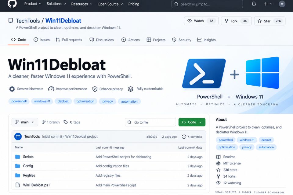Debloat Windows 11 bằng script GitHub mới nhất 7