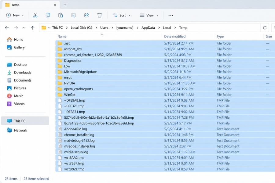 Dọn Rác Thư Mục Temp Win 11 Bằng Lệnh Run