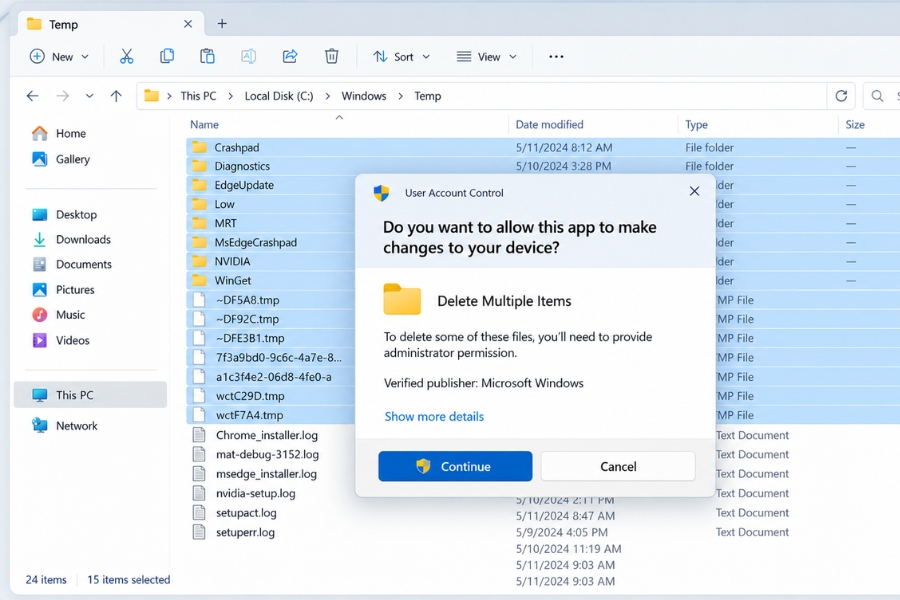 Dọn Rác Thư Mục Temp Win 11 Bằng Lệnh Run