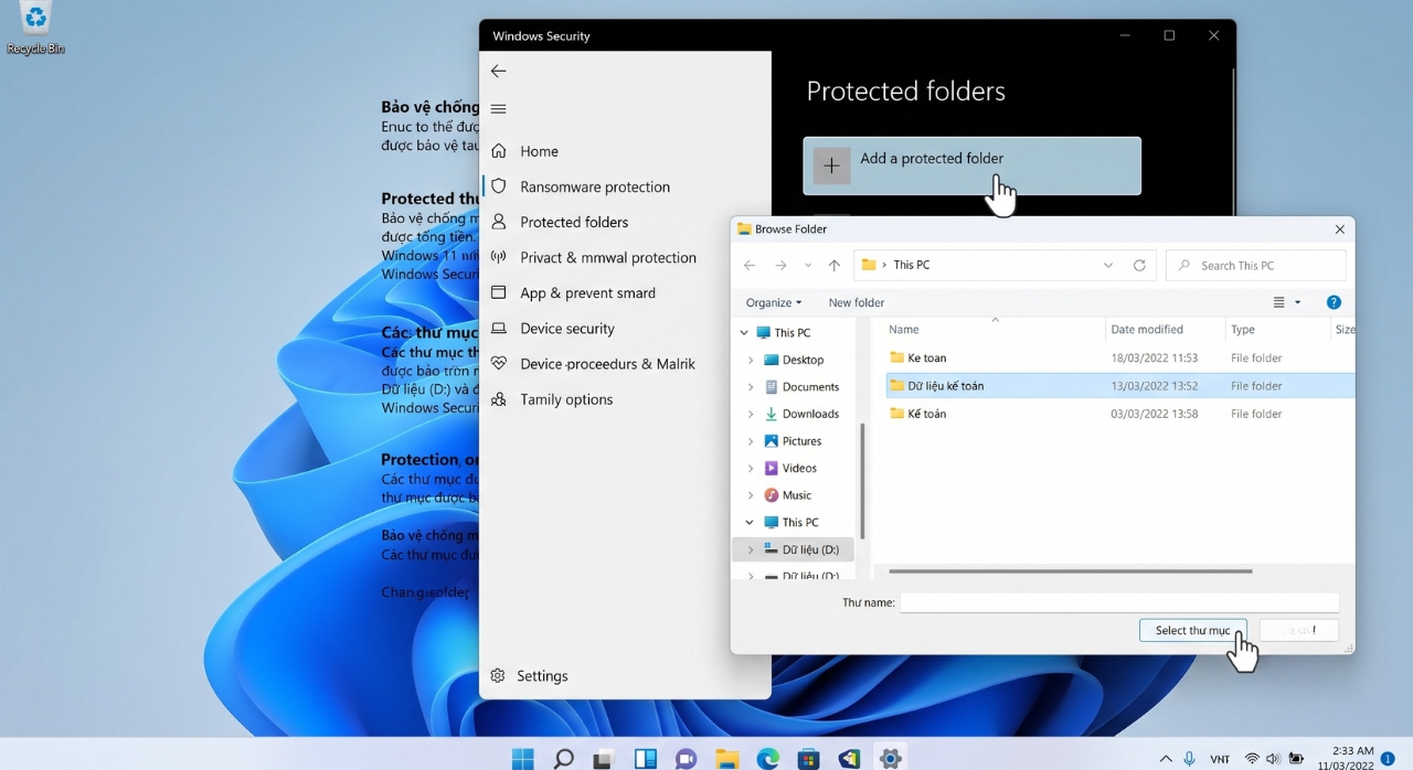 Hướng Dẫn Bật Bảo Mật Chống Mã Độc Ransomware Protection Trên Windows 11 8