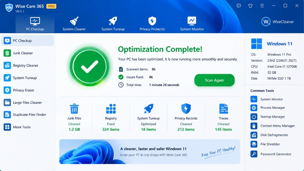 Hướng Dẫn Sử Dụng Phần Mềm Wise Care 365 Trên Win 11