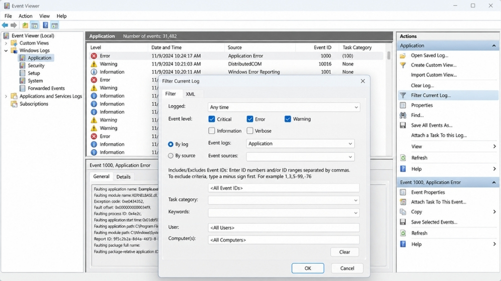 Kiểm Tra Log Lỗi Hệ Thống Bằng Event Viewer Win 11 Tìm Nguyên Nhân Crash