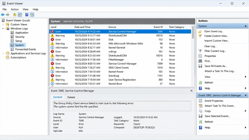 Kiểm Tra Log Lỗi Hệ Thống Bằng Event Viewer Win 11 Tìm Nguyên Nhân Crash
