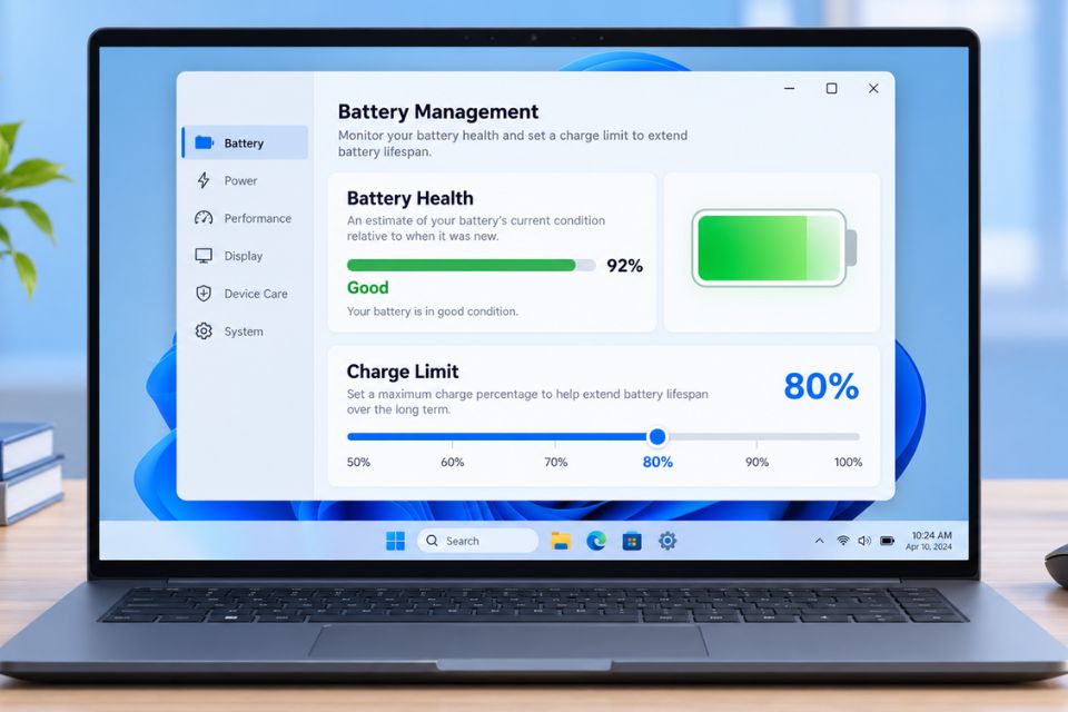 Sửa lỗi pin laptop báo Plugged In Not Charging Windows 11 12