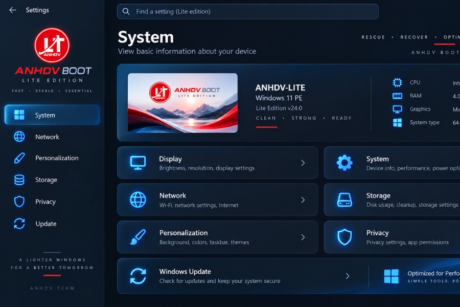 Sức Mạnh Của Win 11 lite Của anhdv boot