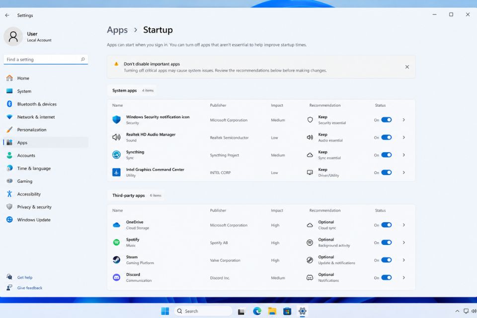 Tắt Startup Apps trên Windows 11 giúp giảm thời gian khởi động máy 11
