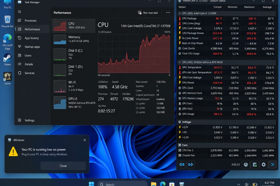 Windows 11 tự động reset khởi động lại máy khi chơi game 7