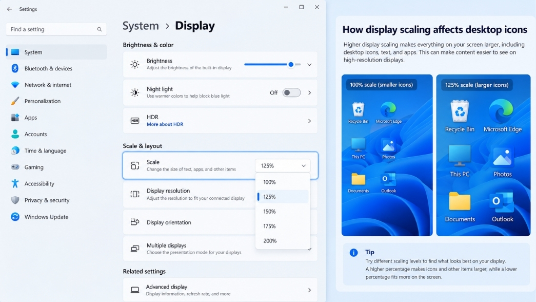 Cách Chỉnh Kích Thước Icon Biểu Tượng Màn Hình Desktop Win 11 Lớn Nhỏ