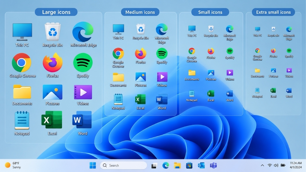 Cách Chỉnh Kích Thước Icon Biểu Tượng Màn Hình Desktop Win 11 Lớn Nhỏ