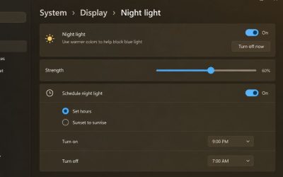 Cách bật chế độ ban đêm Night Light giảm ánh sáng xanh trên Windows 11