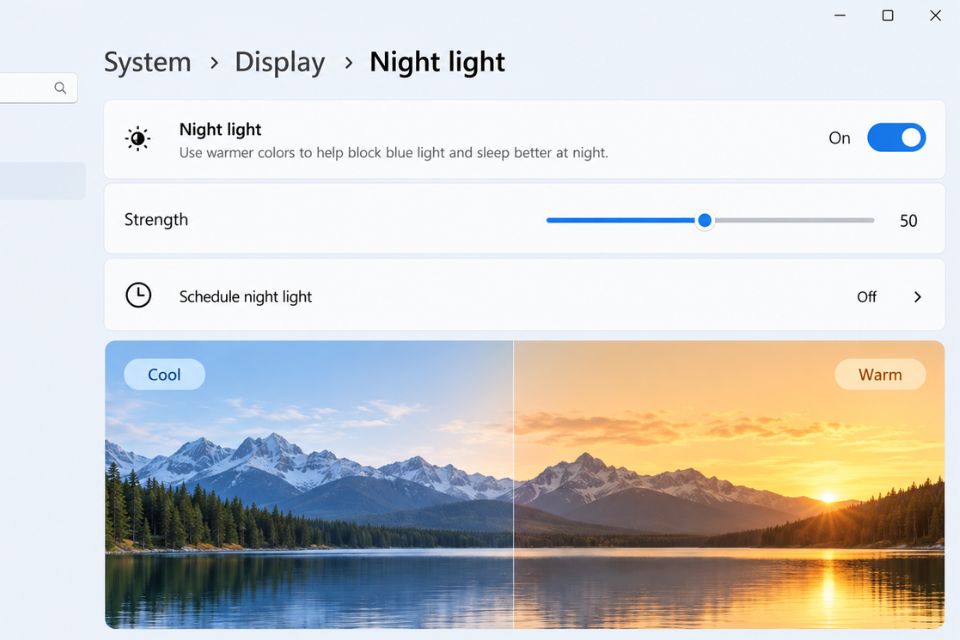 Cách bật chế độ ban đêm Night Light giảm ánh sáng xanh trên Windows 11 6