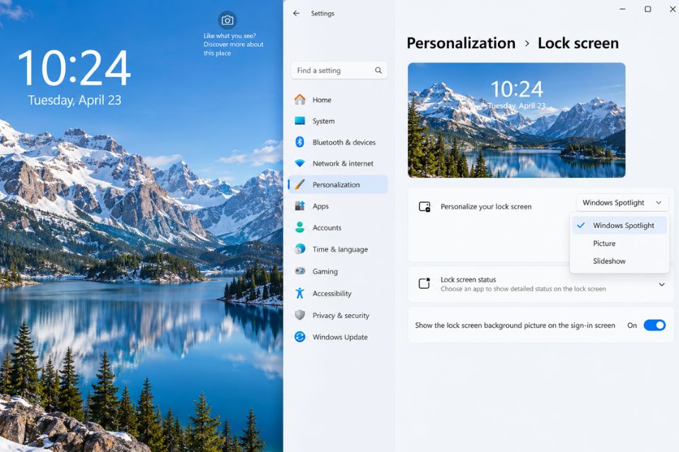 Cách thay đổi hình nền màn hình khóa Lock Screen Windows 11 liên tục tự động 6
