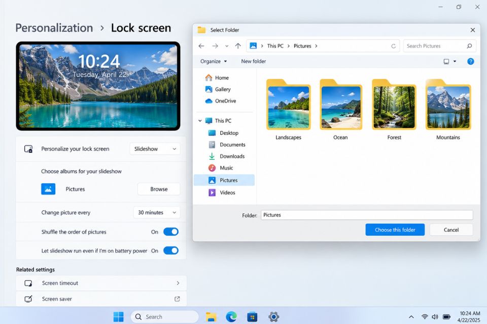 Cách thay đổi hình nền màn hình khóa Lock Screen Windows 11 liên tục tự động 9