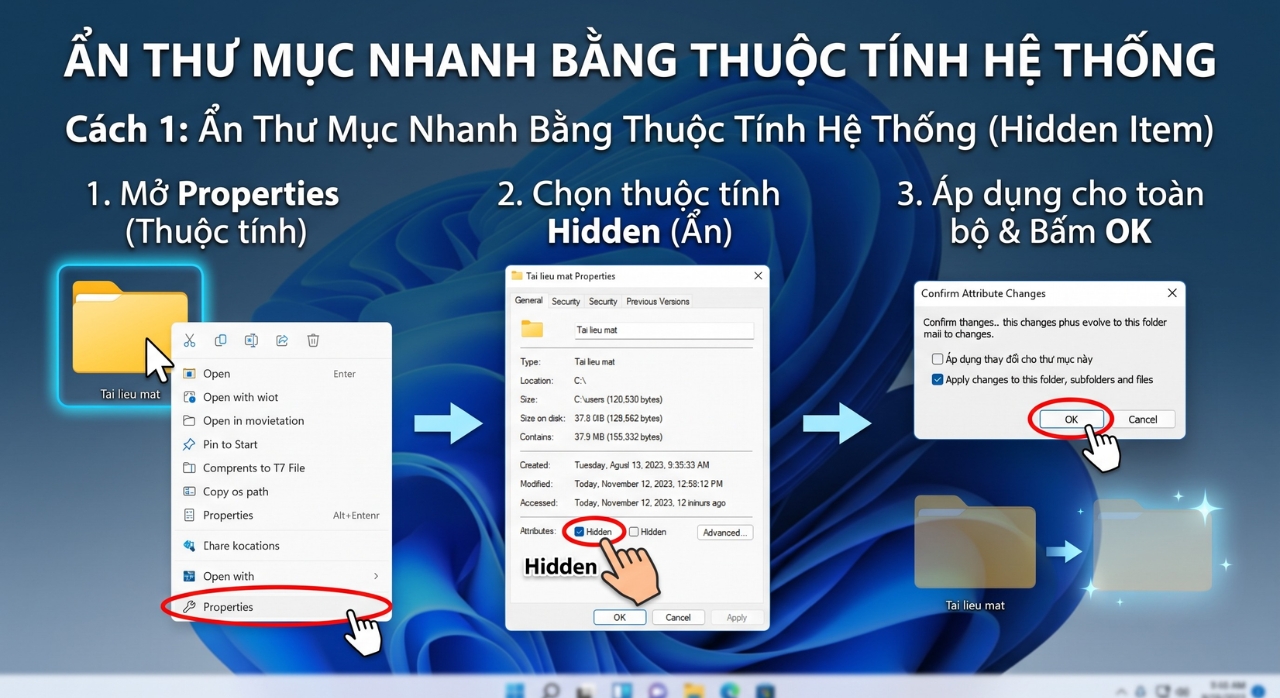 Hướng Dẫn Cách Ẩn Thư Mục, Bảo Mật Thông Tin Cá Nhân Trên Windows 11 10