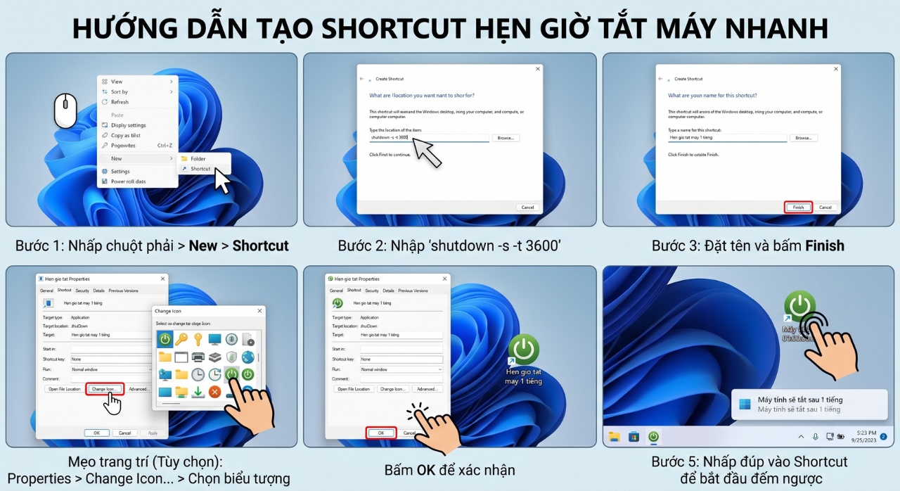 Hướng Dẫn Cách Hẹn Giờ Tắt Máy Tính Tự Động Trên Windows 11 Bằng Lệnh Run Và Tạo Shortcut Nhanh 4