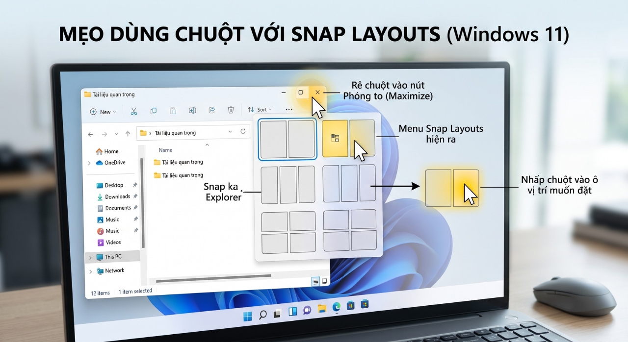 Hướng Dẫn Sử Dụng Phím Tắt Chia Đôi Và Chia 4 Màn Hình (Snap Layouts) Trên Windows 11 6